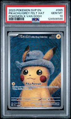 2023 POKEMON SVP EN-SV BLACK STAR PROMO #085 PIKACHU WITH GREY FELT HAT PSA 10 - Image 1