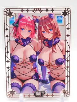 Goddess Story - Pink Metal Waifu Card - Nino & Miku Nakano - NUMBERED 060/100 - Image 1