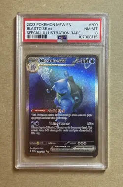 2023 Pokemon 151 Blastoise Ex Special Illustration Rare Card #200 PSA 8 - Image 1
