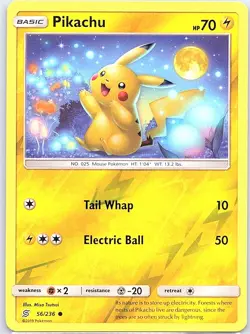Pikachu 56/236 Reverse Holo SM - Unified Minds - Pokemon Card - NM - Image 1