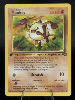 Pokemon TCG Mankey Jungle Card 55/64 1st Edition LP - Image 1