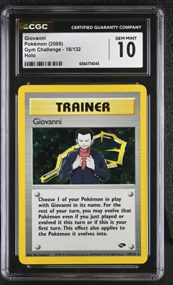 CGC 10 GEM MINT Giovanni 2000 Gym Challenge 18/132 Holo Pokemon Card - Image 1