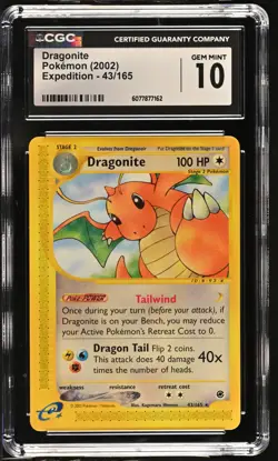 CGC 10 GEM MINT Dragonite 2002 Expedition 43/165 Pokemon Card - Image 1