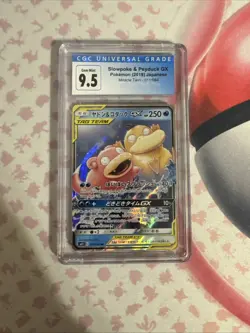 cgc 9.5 Slowpoke & Psyduck GX 011/094 Miracle Twins Pokemon Card - Image 1