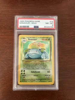 1999 Pokemon Base Unlimited #15 Venusaur Holo Card GRADE PSA 8 NM-MT - Image 1