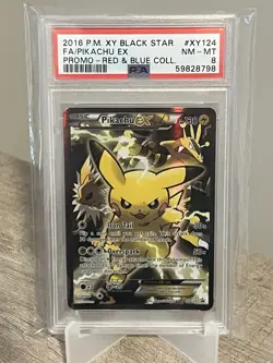 Pikachu EX XY124 Pokemon Red And Blue PSA 8 - Image 1