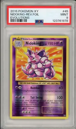 2016 Pokemon XY Evolutions Nidoking Reverse Foil Holo #45 PSA 9 - Image 1