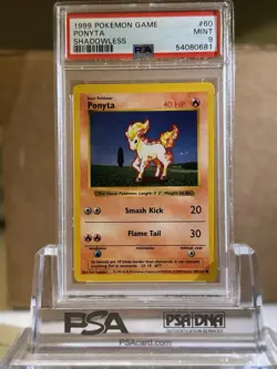 1999 POKEMON GAME BASE SET 60 PONYTA SHADOWLESS PSA 9 MINT - Image 1