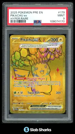 2025 POKEMON SV PRISMATIC EVOLUTIONS - PRE #179/131 PIKACHU EX HYPER RARE PSA 9 - Image 1