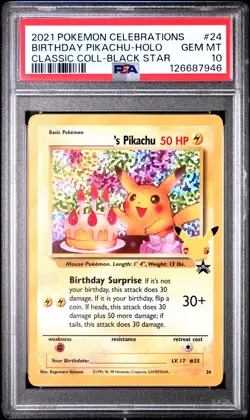 2021 POKEMON CELEBRATIONS CLASSIC COLL #24 BIRTHDAY PIKACHU-HOLO PSA 10 - Image 1