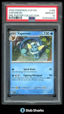 2025 POKEMON SVP EN #168 VAPOREON BLACK STAR PROMO PRE POSTER COLLECTION PSA 10 - Image 1