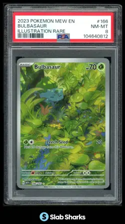 2023 POKEMON SV 151 - MEW EN #166/165 BULBASAUR ILLUSTRATION RARE PSA 8 - Image 1
