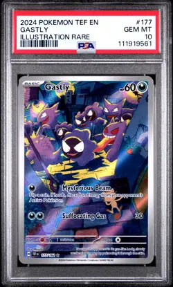 2024 POKEMON TEF EN-TEMPORAL FORCES ILLUSTRATION RARE #177 GASTLY PSA 10 - Image 1