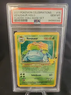 2021 Pokemon Celebrations Venusaur Holo 15/102 PSA 10 Gem Mint - Image 1