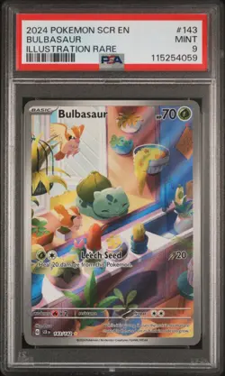 2024 POKEMON SCR EN-STELLAR CROWN ILLUSTRATION RARE #143 BULBASAUR PSA 9 - Image 1