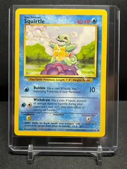 Squirtle 63/102 Common 1999 Pokemon Unlimited Base Set MP - Image 1