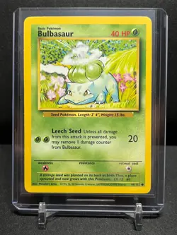 Bulbasaur 44/102 Common 1999 Pokemon Unlimited Base Set MP - Image 1