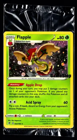 Pokemon TCG Flapple 022/192 2020 Sealed Gamestop Exclusive Stamped Promo Card - Image 1