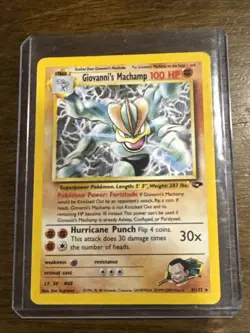Pokemon TCG Giovanni's Machamp Holo Unlimited Rare Card Gym Challenge - Image 1