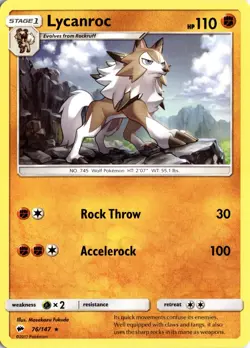 Lycanroc Burning Shadows 76/147 LP Regular Rare Pokemon Card - Image 1