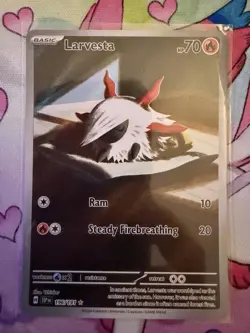 Larvesta 196/191 Sv08: Surging Sparks Illustration Rare Pokemon Card - Near Mint - Image 1