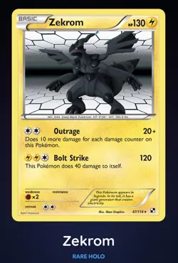 ⚡Zekrom 47/114 Black & White Holo Pokemon Card LP-NM 2011 - Image 1