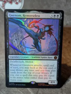 MTG, Gwenom, Remorseless (#0286), Marvel Spider-Man, Gift Promo Foil, NM Mythic - Image 1