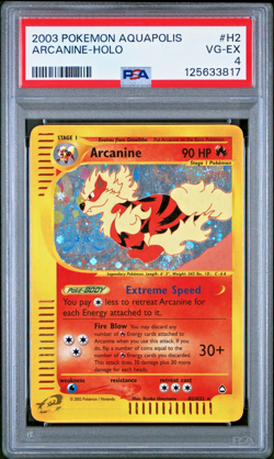 PSA 4 2003 Aquapolis Arcanine Holo Foil H2/H32 WOTC E-Reader Series Pokemon - Image 1