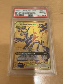 2021 POKEMON SM BLACK STAR PROMO #SM248 FULL ART/PIKACHU & ZEKROM GX PSA 10 - Image 1