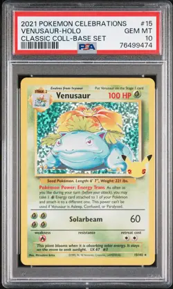 2021 POKEMON CELEBRATIONS CLASSIC COLL #15 VENUSAUR-HOLO PSA 10 - Image 1