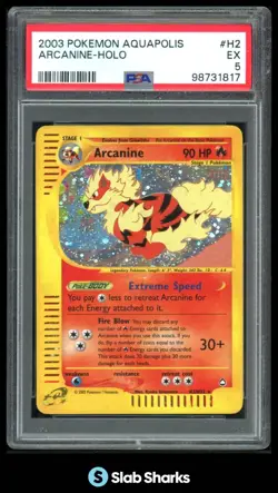 2003 POKEMON AQUAPOLIS #H2/H32 ARCANINE HOLO PSA 5 - Image 1
