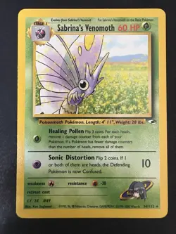 Pokemon TCG Sabrina's Venomoth Gym Heroes 34/132 Non-holo Rare Vintage WotC - Image 1