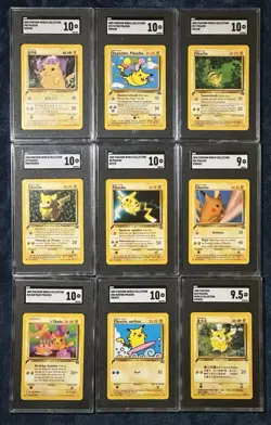 Pikachu World Collection Complete Set (7) SGC 10 (1) 9.5 (1) 9 Graded Pokemon - Image 1