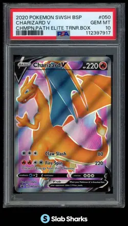 2020 POKEMON BLACK STAR PROMOS #SWSH050 CHARIZARD V CHAMPION'S PATH ETB PSA 10 - Image 1