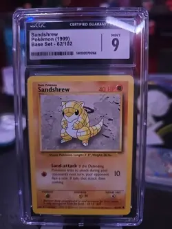 Pokemon 1999 SANDSHREW BASE SET🔥 62/102 CGC MINT 9⭐ - Image 1