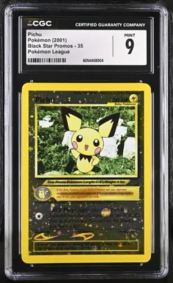 Pokemon 2001 Pichu Black Star Promo #35 Pokemon League CGC 9 MINT - Image 1