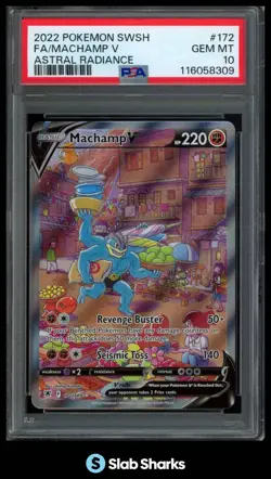2022 POKEMON SWORD & SHIELD ASTRAL RADIANCE #172/189 MACHAMP V FULL ART PSA 10 - Image 1