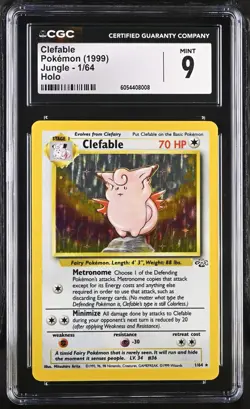 Pokemon 1999 Clefable Holo 1/64 Jungle CGC 9 MINT - Image 1