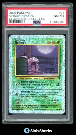 2002 POKEMON LEGENDARY COLLECTION #78/110 GRIMER REVERSE HOLO PSA 8 - Image 1
