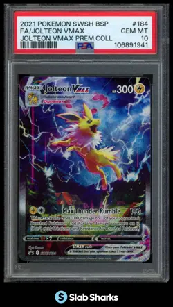 2019 POKEMON SWORD & SHIELD BLACK STAR PROMOS #SWSH184 JOLTEON VMAX PSA 10 - Image 1