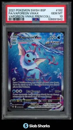 2019 POKEMON SWORD & SHIELD BLACK STAR PROMOS #SWSH182 VAPOREON VMAX PSA 10 - Image 1