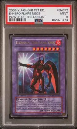 2006 YU-GI-OH! POTD-POWER OF THE DUELIST 1ST ED ELEMENTAL HERO FLARE NEOS PSA 9 - Image 1