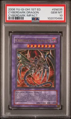 2006 YU-GI-OH! CDIP-CYBERDARK IMPACT 1ST ED #EN035 CYBERDARK DRAGON PSA 10 - Image 1