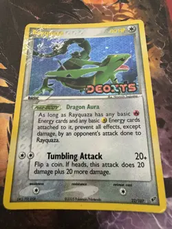 -MP/HP- RAYQUAZA Reverse Holo 22/107 STAMPED Rare Foil Pokemon Card EX DEOXYS - Image 1