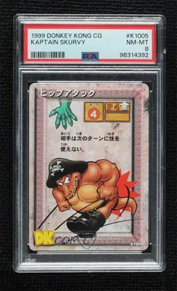 1999 Nintendo Donkey Kong Card Game Japanese Kaptain Skurvy #K1005 PSA 8 - Image 1