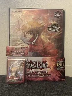 Konami Yu-Gi-Oh! 9-Pocket Portfolio 180 Cards JADEN AND YUBEL + 50 Card Sleeves - Image 1