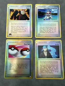 Pokemon TCG EX Team Magma Vs Team Aqua Reverse Holo Trainer Lot of 4 Cards - Image 1