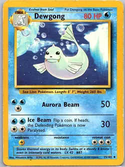 Dewgong 25/102 Non Holo Base Set - Pokemon Card - LP - Image 1