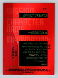 1995 Marvel OverPower Demogoblin #3 Mission Card Maximum Carnage TCG CCG Fleer - Image 2