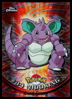 Nidoking #34 Spectra - Topps Chrome Series 1 Pokemon Card Played - Image 1
